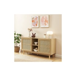 Buffet NALORA effet chêne et cannage rotin 150cm