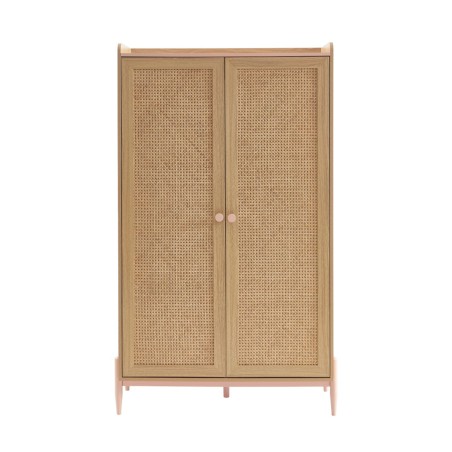 Armoire MAREO rose et cannage rotin 2 portes