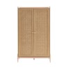 Armoire MAREO rose et cannage rotin 2 portes
