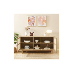 Buffet NALORA effet chêne et cannage rotin 150cm
