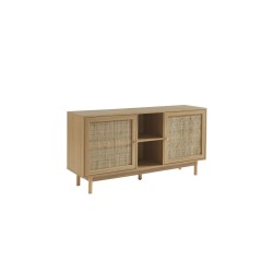 Buffet NALORA effet chêne et cannage rotin 150cm