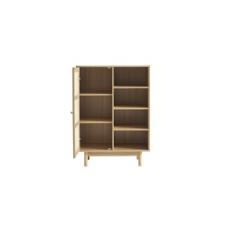 Buffet NALORA effet chêne et cannage rotin 1 porte 80cm