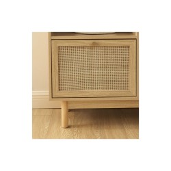 Bibliothèque NALORA effet chêne et cannage rotin 100cm