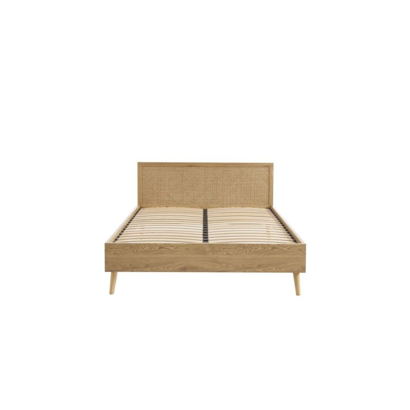 Lit double ELARA cannage rotin 140x190 sommier inclus