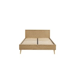 Lit double ELARA cannage rotin 160x200 sommier inclus