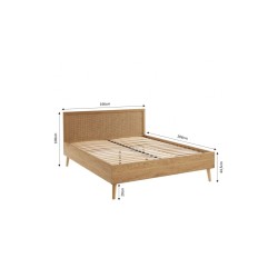 Lit double ELARA cannage rotin 160x200 sommier inclus